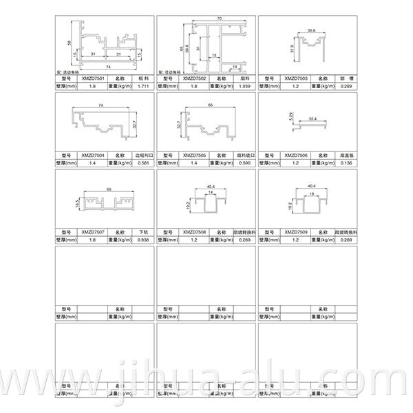 Aluminum XMZD75 Folding Door Series Assembly Structure